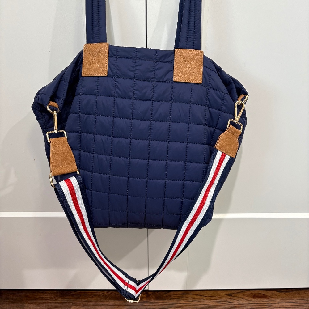 Shiraleah Ezra Quilted Nylon Tote, Navy
